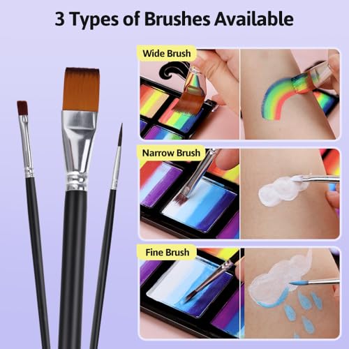 Janolia UV Fluorescent Face Paint Kit - 8 Colors, Water Activated