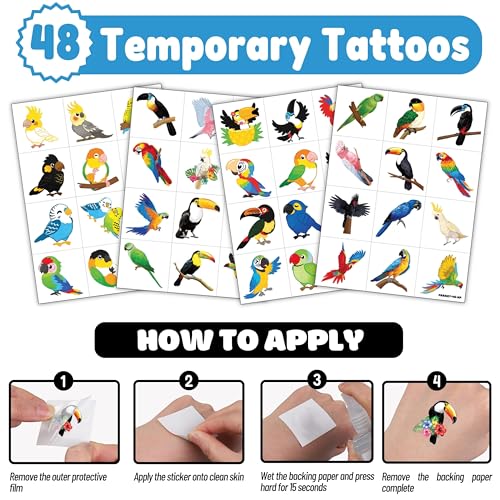 72pc Parrot Party Favor Pack - Balloons & Tattoos