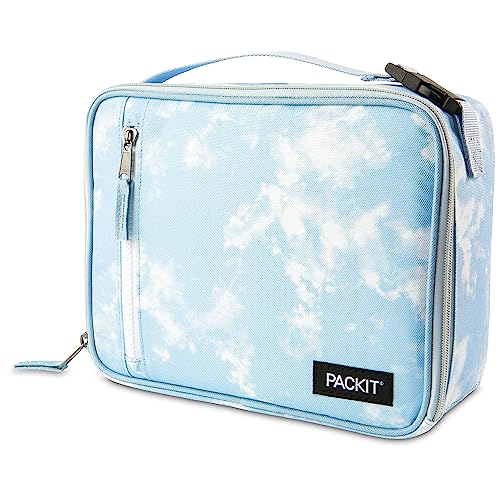 PackIt Freezable Classic Lunch Box, Blue Sky, Built with EcoFreeze Technology, Collapsible, Reusable, Zip Closure With Zip Front Pocket and Buckle Handle, Perfect for School Lunches