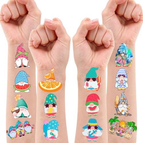 Summer Gnomes Temporary Tattoos, 10 Sheets 100 Pcs
