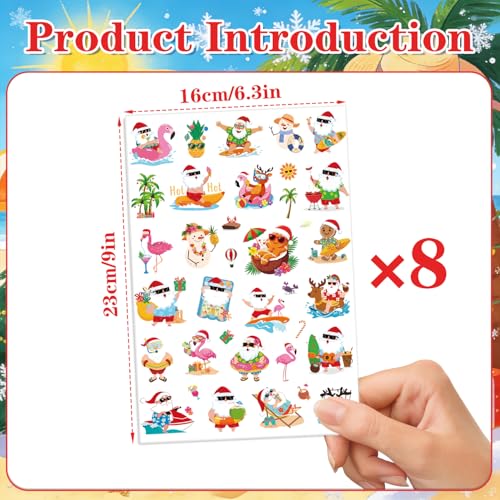 Gameza Tropical Christmas Temporary Tattoos - 200+ Pack