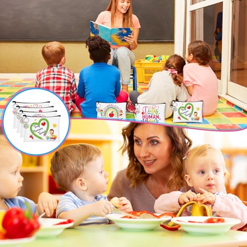 Kacctyen 16 Pcs Tiny Humans Teacher Appreciation Gifts Include Makeup Cosmetic Bag Keychain It's a Good Day to Teach Tiny Human Survival Kit for Babysitter Daycare Preschool Kindergarten Teacher