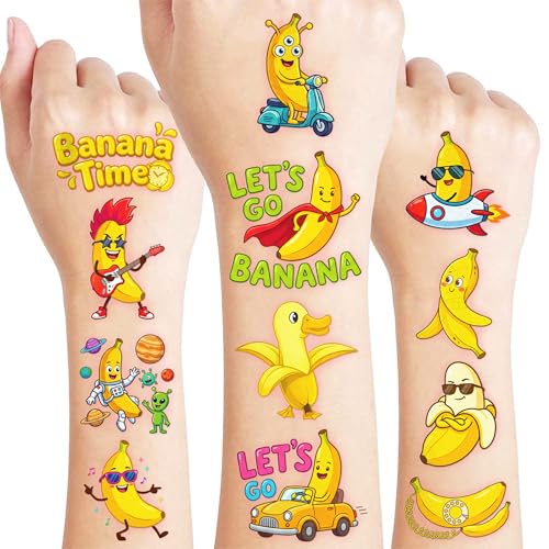 96 PCS Banana Temporary Tattoos for Kids | Party Favors