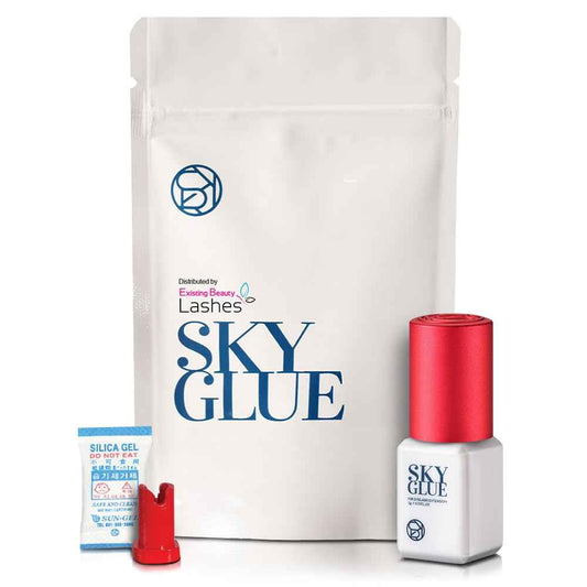 Sky Glue S+ Eyelash Extension Glue - Extra Strong Lash Extensions Adhesive Bond with 6-7 Weeks Retention and 1-2 Sec Dry Time, Long Lasting Semi Permanent Black Glue - 5 ml