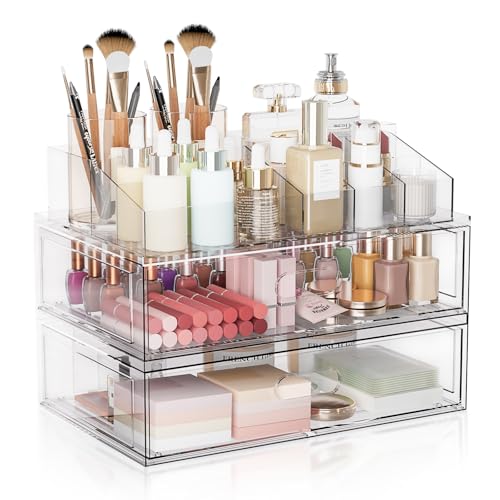 12'' Clear Acrylic Makeup Organizer with Drawers | Stackable