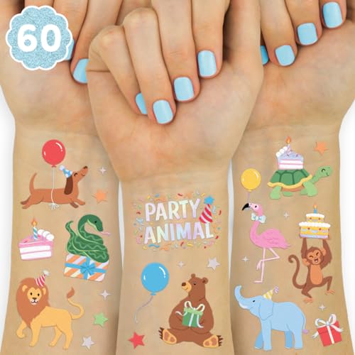 xo, Fetti Party Animal Temporary Tattoos - 60 Foil Designs