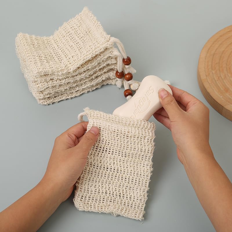Lathering Soap Pouch 4 Pack – Cotton Mesh Hanging Loop