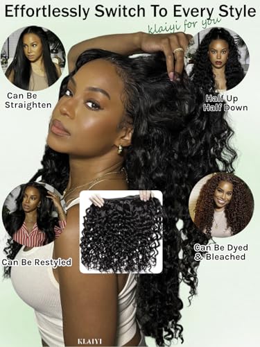 KLAIYI Water Wave Human Hair Bundles 18-22 Inch Natural Color Sew-In Extensions