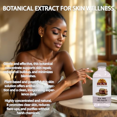 OKAY 100% Pure Tea Tree Oil 1oz – Scalp & Acne Treatment