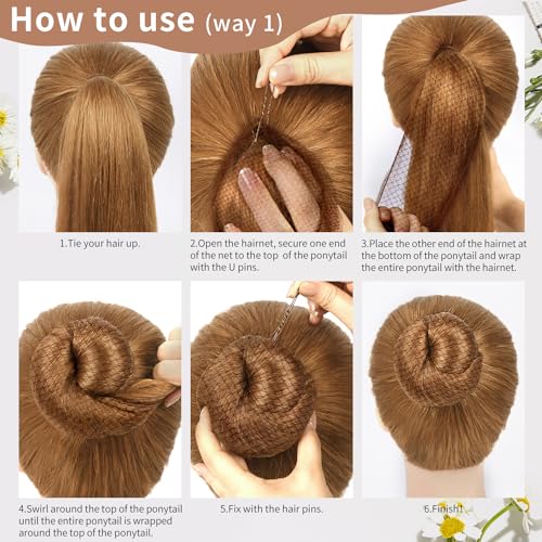 Hair Net and U-Shaped Pin Set - 30 Nets, 30 Pins, 5 Bands