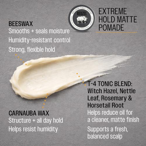 REUZEL Extreme Hold Matte Pomade - Strongest All Day Hold
