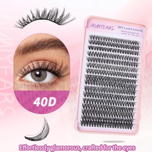 Lash Clusters Wispy 9-16mm 320pcs Volume Lash Extensions D Curvature Individual Lashes DIY Eyelash clusters Lashes fluffy false eyelashes(40D,0.07,9-16mm)