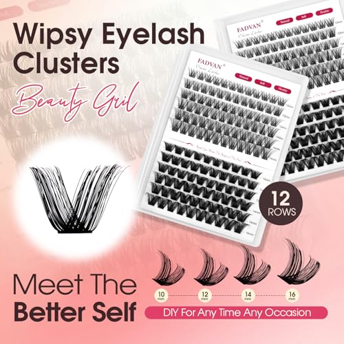 FADVAN D-Curl Wispy Lash Clusters - 132PCS DIY Eyelash Extensions