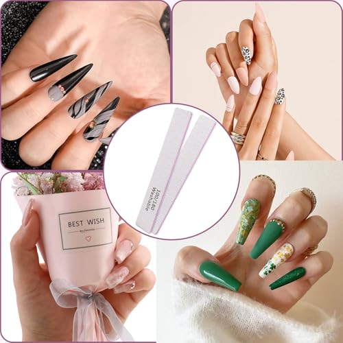 12 Pack Reusable Professional Nail Files 100/180 Grit Double Sided Manicure Tools