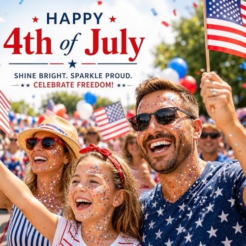 4th of July Red White Blue Glitter Stick Kit - Face & Hair