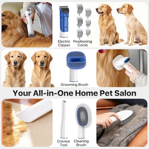 Buenkee Dog Grooming Vacuum Kit with Clippers & Brush - 2L