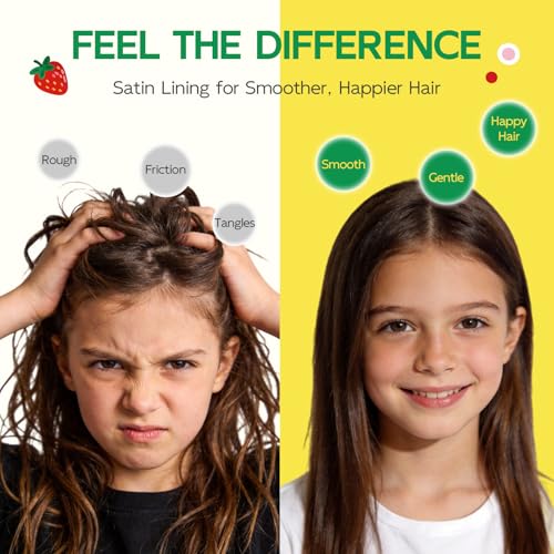 Kids Satin Lined Shower Cap, Waterproof Hair Protection Ages 3-10