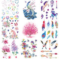 9 Sheets Waterproof Temporary Tattoo Stickers - Colorful Designs