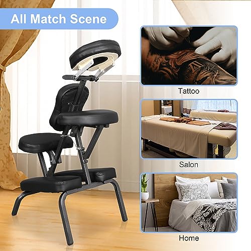HomGarden Portable Foldable Massage Chair with Adjustable Face Cradle Black