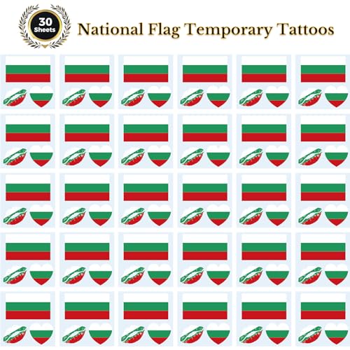 Bulgaria Flag Temporary Tattoos, 90 Pcs Waterproof Stickers