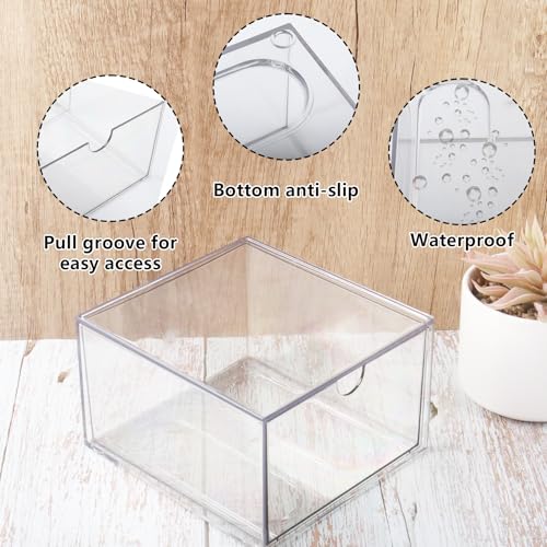 Klmnop Disposable Face Towel Holder, Clear Storage Box with Drawer for Face XL Towels, Stackable Face Towel Box for Bathroom and Vanity(Clear)