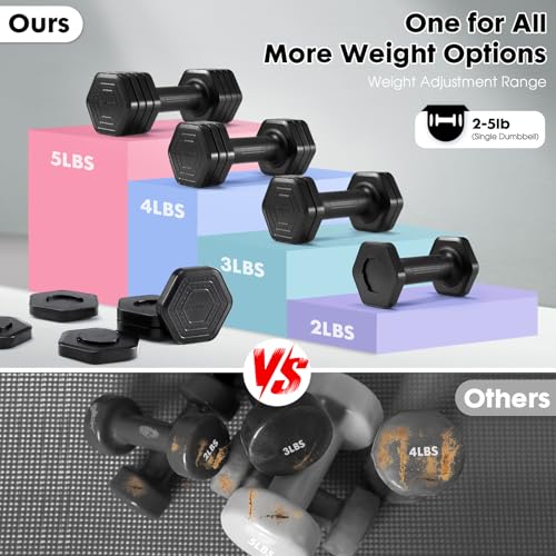 Adjustable Dumbbell Set Women 2-5 lbs, TPU Grip