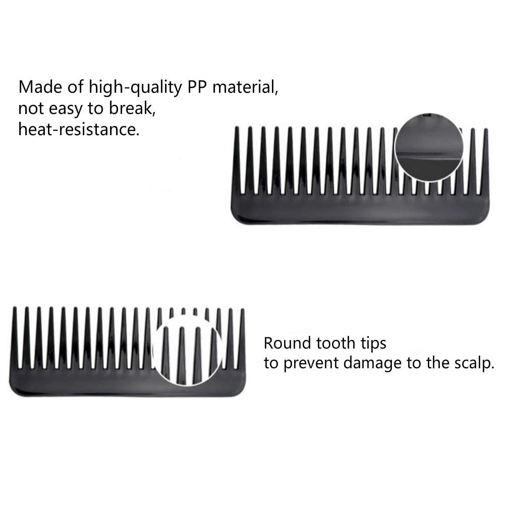 NuAngela Wide Tooth Hair Comb No Static, Detangling Styling Comb For Thick Long Curly Hair Wet Dry Hair, No Handle Round Teeth, Reduce Hair Loss&Breakages, Shower Shampoo Detangler Comb For Women Men