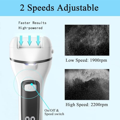 Electric Foot Callus Remover Kit with 3 Rollers & 2 Speeds