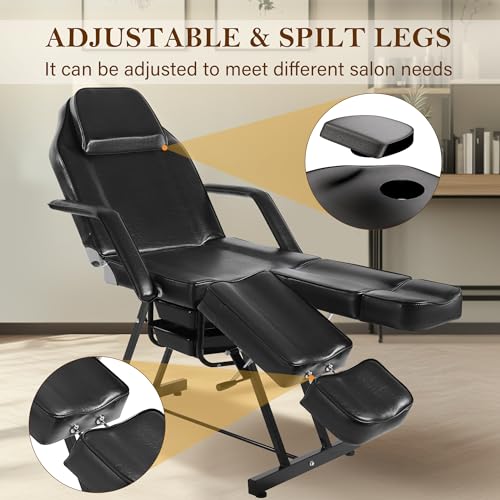KIIUMI Tattoo Chair Facial Bed Massage Table with Stool