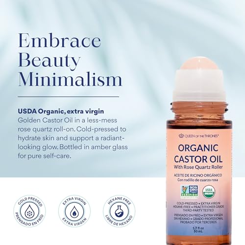 Organic Golden Castor Oil Roll-On with Rose Quartz - 1.7oz