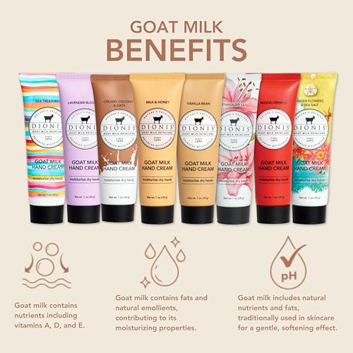 Dionis Goat Milk Hand Cream – Moisturizing Lotion for Dry Skin, 1 oz (Pack of 8)