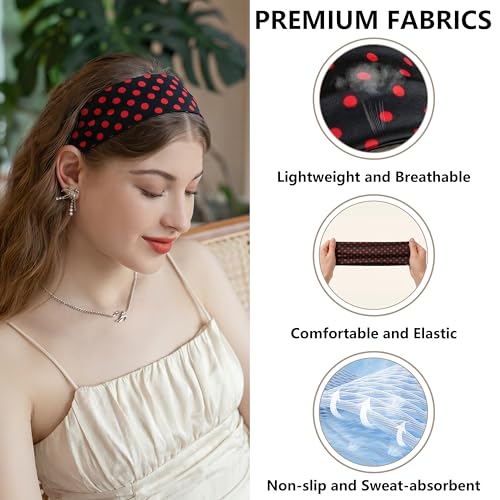 6-Piece Polka Dot Headbands for Women, Elastic Hair Bands