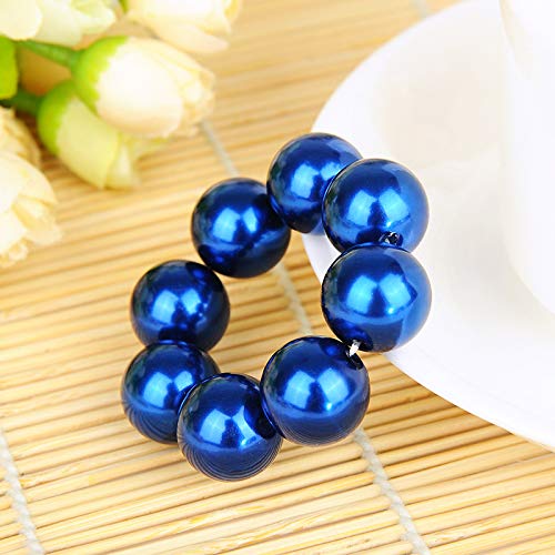 AKOAK Sweet and Elegant Simulation Big Pearl Hair Rope Handmade Beaded Elastic Hair Tie Hair Accessories, Ponytail, Girls and Ladies Hair Accessories, Pack of 1 (Blue)