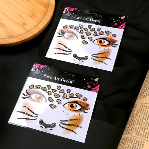 Glitter Animal Face Tattoo Stickers - 2 Sheets Halloween Costume