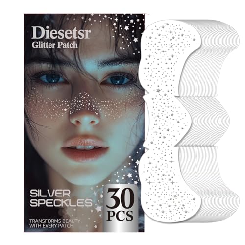 Glitter Freckles Face Tattoos - 30 Piece Silver Sparkle Patches