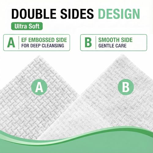 Vinda Clean Face Towels, XL Size, Extra Thick, Disposable Facial Towels for Sensitive Skin,100% Rayon Fabric Dry Wipes for Washing Face, Makeup Removal and Baby Care, 50 Count