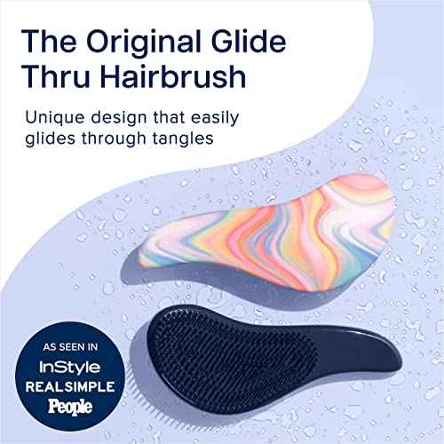 Crave Naturals Glide Thru Hair Brush - Detangler Brush for Curly, Straight, Wet or Dry Hair - Gentle Detangling Brushes for Adults, Kids, Toddlers - Hair Accessories for Women - 7.5x3 Soft Hazy Swirl