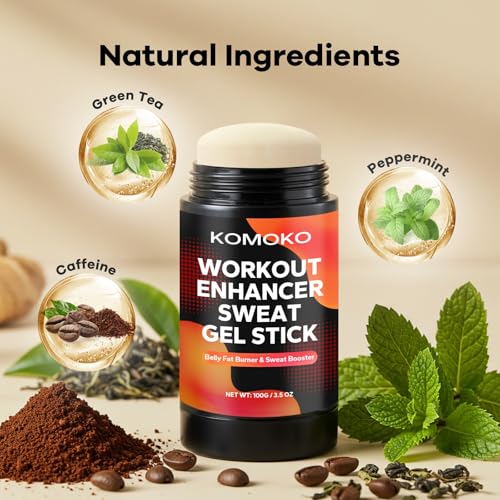 Komoko Fat Burning Sweat Gel Stick (3.5 oz), Workout Enhancer Roll-On Gel Stick, Sweat Cream for Stomach Fat, Belly Fat Burner & Waist Trainer Gel for Women & Men