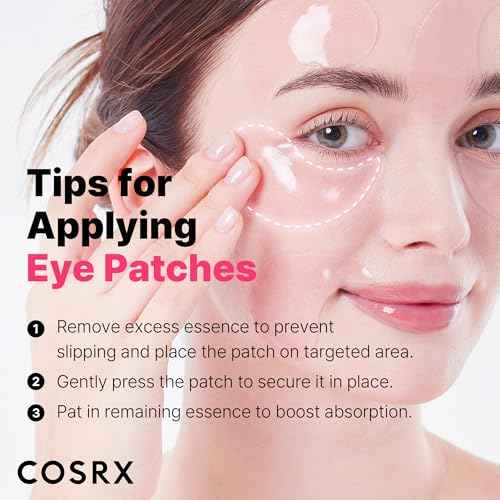 COSRX Pink Peptides Collagen Hydrogel Eye Patch for Puffy Eyes and Dark Circles, Under Eye Mask, 60 Under Eye Patches, Korean Skin Care, Stocking stuffers for women