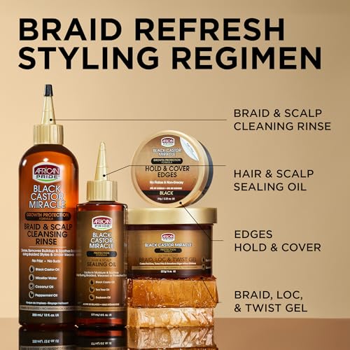 African Pride Black Castor Miracle Hair & Scalp Sealing Oil ? Hair Oil with Black Castor, Tea Tree & Soybean Oil for Moisture Lock, Scalp Relief & Growth Support | 6oz (Pack of 3)