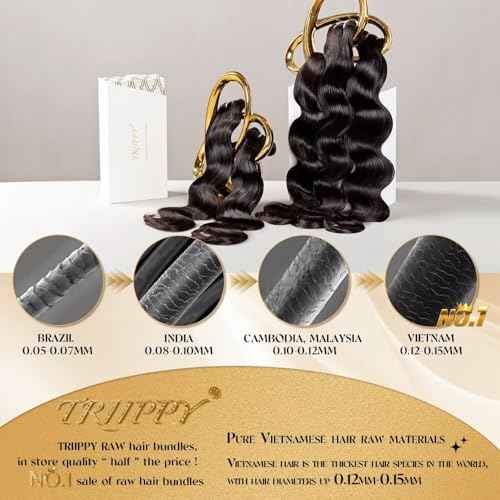TRIIPPY RAW Vietnamese Hair Bundles Body Wave,Only 9,000 Produced Per Year.Get Great Experience More Than Five Years.(14 inch),No.1 Sales of Raw Hair Bundles