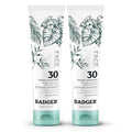 Badger Zinc Oxide Face Sunscreen SPF 30, Lightweight Mineral Sunscreen for Face, Matte Finish, No White Cast, Vegan, Water Resistant, Unscented, Mineral Sunblock Facial Lotion, 1.7 fl oz, 2-Pack