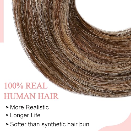 SEGO Human Hair Messy Bun Hairpiece - Medium Brown & Dark Blonde