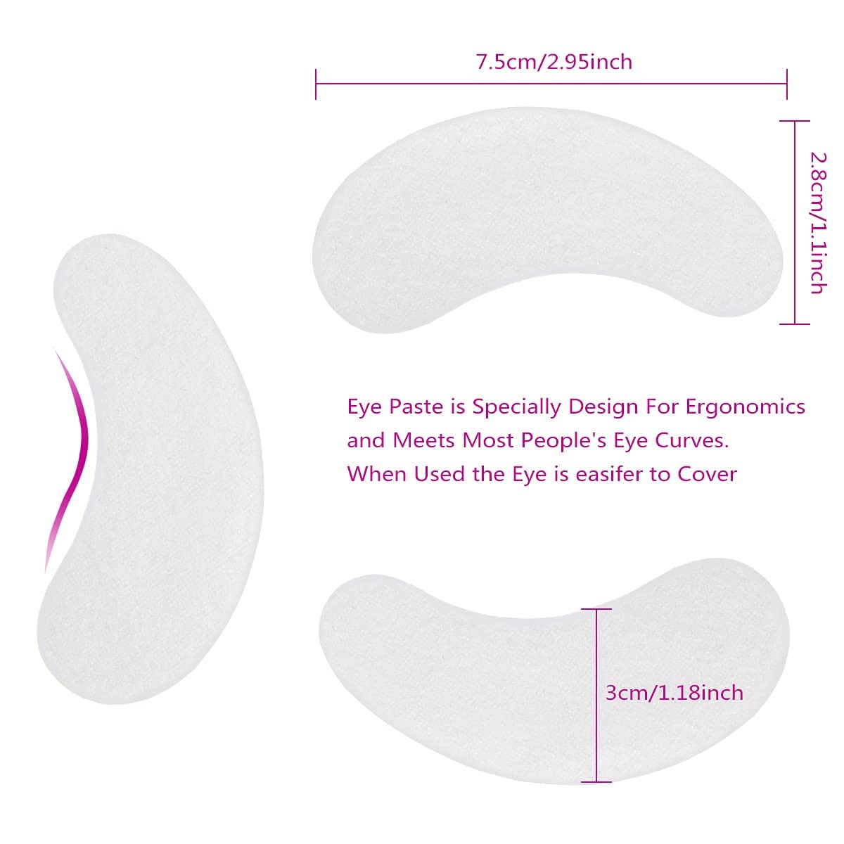 100 Pairs Under Eye Pads, Eyelash Extension Gel Patches Hydrogel Eyes Patches Lint Free Eye Pads for Eyelash Extension Supplies