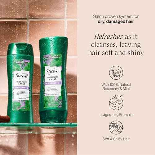 Suave Shampoo and Conditioner Set, Rosemary & Mint - Invigorating Rosemary Mint Clarifying Shampoo & Conditioner, Hair Strengthening, Scented, 12.6 Oz Ea (2 Piece Set)