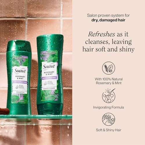 Suave Shampoo and Conditioner, Rosemary & Mint ? Invigorating Formula with 100% Natural Essential Oils, 12.6 Oz Ea