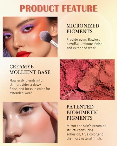 LYSdefeu 6-Color Matte Blush Palette with Brush - Long-Lasting & Pigmented