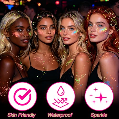 4-Pack UV Glow Body Glitter Gel – Neon Rave Accessories