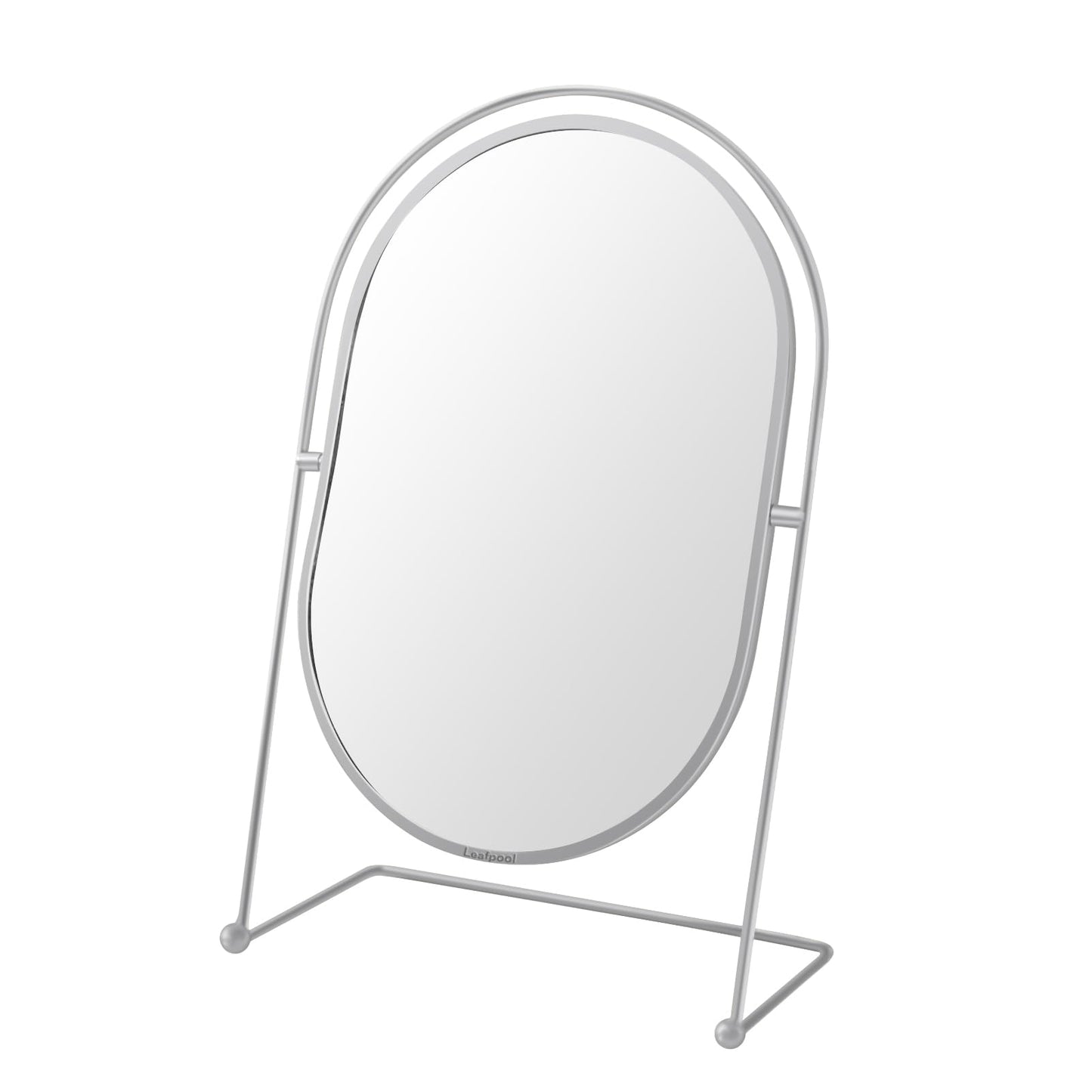 Leafpool Tabletop Vanity Makeup Mirror, 360°Rotation Standing Desk Table Vanity Silver Make up Mirror for Bathroom or Bedroom