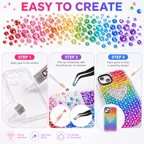 Bedazzling Kit with 40 Colors Jelly Rhinestones - 40000 Pcs 3mm Gems